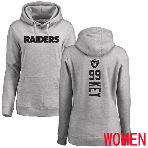 Oakland Raiders Ash Women Arden Key Backer NFL Football #99 Pullover Hoodie Sweatshirts->oakland raiders->NFL Jersey